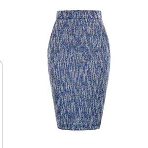 Navy and Cream Tweed  pencil skirt with pockets